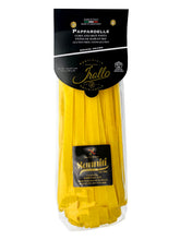 Sanniti paquete frontal pappardelle mostrando marca y peso, atractivo en estantería
