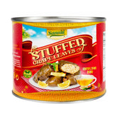 Sanniti frasco frontal mostrando dolmas listas para servir y conveniencia