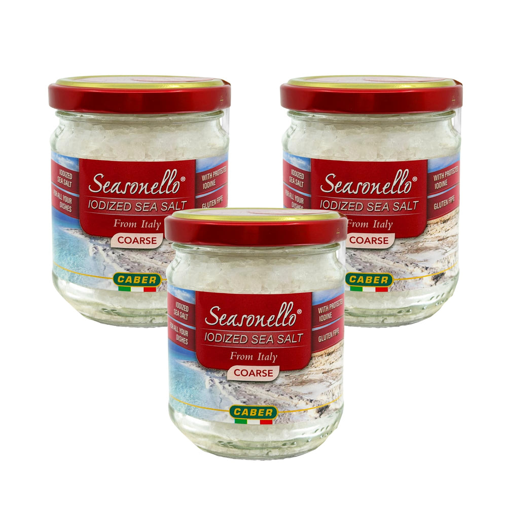 Sanniti frasco frontal mostrando sal marina gruesa y uso práctico