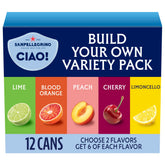 Sanpellegrino CIAO pack frontal mostrando diseño y variedad, refresco listo para servir