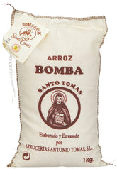 Santo Tomas paquete frontal de arroz bomba, presentación tradicional y protección