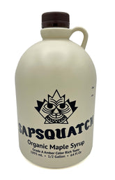 Sapsquatch frasco medio galón con etiqueta clara y diseño atractivo