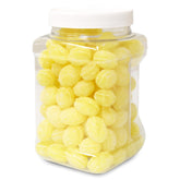 Sarah's Candy Factory frasco frontal con Sanded Lemon Drops, presentación abundante
