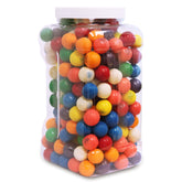 Sarah's Candy Factory tarro frontal con gumballs surtidos, muestra colores y cantidad