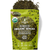 SARASOTA COFFEE & TEA CO. paquete frontal mostrando sencha orgánico, conveniente para compra