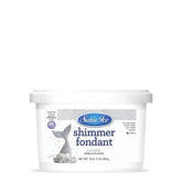 Satin Ice fondant plateado frontal mostrando brillo satinado y facilidad de uso