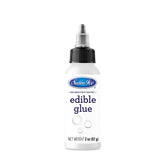 Satin Ice pegamento comestible frontal muestra botella y aplicador útil