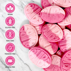 Scandylicious Bubs primer plano de textura masticable, demuestra calidad