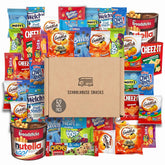 Schoolhouse Snacks frente de la caja con variedad lista para usar