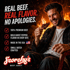 Scorchy's Jerky tiras masticables mostrando textura y jugosidad