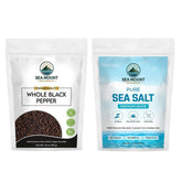 Sea Mount Naturals frente del paquete de pimienta Tellicherry con aroma intenso