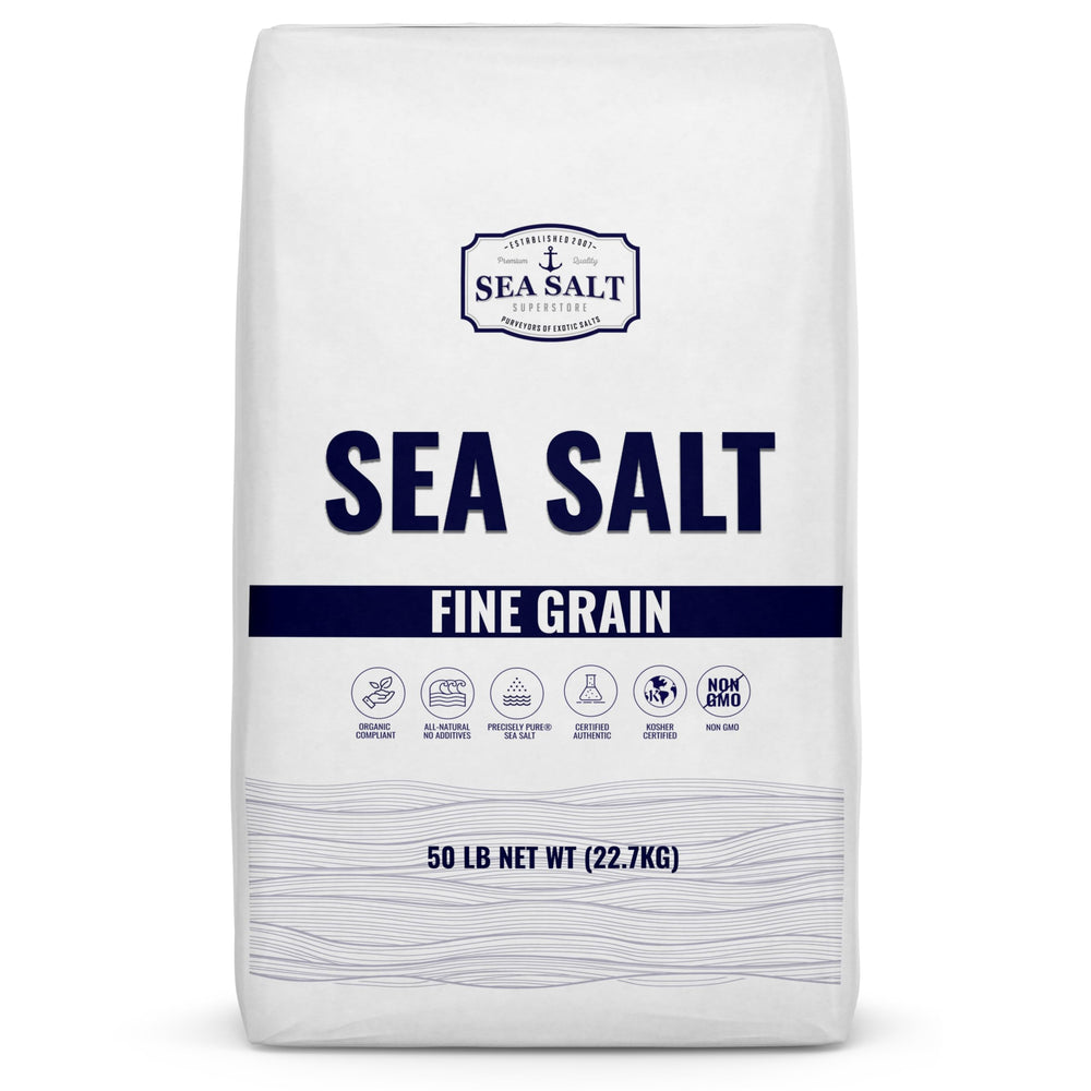 Sea Salt Superstore bolsa 50 lb mostrando empaque resistente y uso profesional