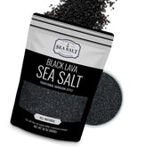 Sea Salt Superstore envase frontal de sal negra Lava Negra, impacto visual