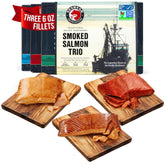 SeaBear empaque frontal con tres filetes, presentación lista para regalo y conveniencia