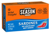 SEASON lata frontal mostrando sardinas en salsa picante y conveniencia