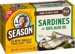 SEASON lata frente mostrando diseño y conveniencia para almacenamiento