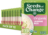 SEEDS OF CHANGE empaque frontal mostrando paquete de 12 bolsitas, conveniencia inmediata