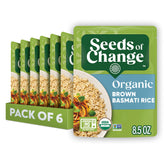 SEEDS OF CHANGE frente del pack mostrando seis pouches para conveniencia y ahorro