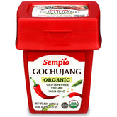 Sempio envase frontal mostrando pasta gochujang orgánica y beneficio de sabor auténtico