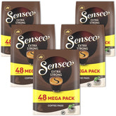 Senseo paquete frontal mostrando 240 pads y beneficio de stock prolongado