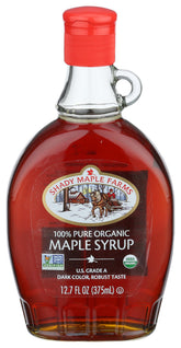 Shady Maple Farm frasco frontal mostrando diseño y tamaño práctico