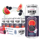 ShineWater lata frontal Watermelon Blackberry mostrando diseño y beneficio hidratación