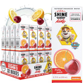 ShineWater empaque frontal con diseño Paw Patrol y sabores atractivos