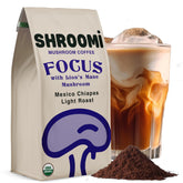 Shroomi frente del empaque mostrando etiqueta y beneficios visibles