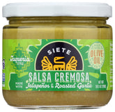 Siete salsa cremosa jalapeño vista frontal del envase con diseño claro y llamativo