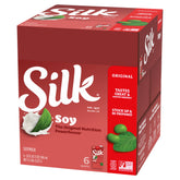 Silk frente del empaque mostrando el cartón práctico y estable