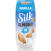 Silk envase frontal mostrando el diseño y sabor vainilla, práctico para despensa