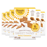 Simple Mills paquete frontal mostrando Sweet Thins Honey Cinnamon y ventaja natural