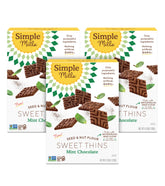 Simple Mills paquete frontal mostrando Sweet Thins menta chocolate como snack práctico