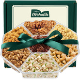 Simple Orchards canasta frontal con variedad de frutos secos y presentación elegante