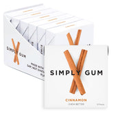 SIMPLY Gum frente del empaque mostrando 6 paquetes y beneficio ahorro