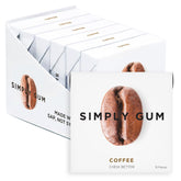 SIMPLY Gum frontal del pack mostrando 6 envases y la marca