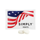 Simply Gum empaque frontal American Flag mostrando 50 sobres, ideal para eventos