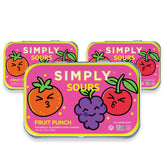Simply Gum lata frente mostrando diseño resellable y conveniencia