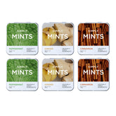 SIMPLY Mints vista frontal de las seis latas, práctico para llevar