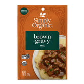 Simply Organic paquete frontal de gravy marrón orgánico mostrando diseño y cantidad