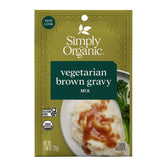 Simply Organic paquete frontal de gravy vegetariano orgánico muestra claridad de ingredientes