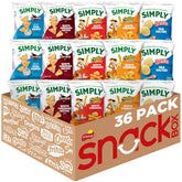 Simply paquete frontal con 36 bolsas mostrando variedad y conveniencia