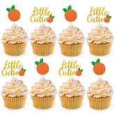 Sinasasspel empaque frontal con 24 toppers naranja para decorar cupcakes