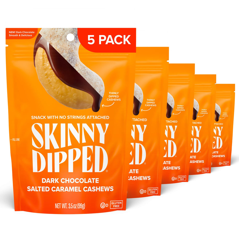 SKINNYDIPPED anverso del paquete mostrando diseño y nombre, ideal para identificar el snack