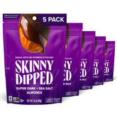 SkinnyDipped frente del empaque mostrando pack de 5 bolsas y marca