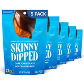 SKINNYDIPPED paquete frontal que muestra cinco bolsas resellables y conveniencia