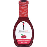 Skinnygirl botella frontal con vinagreta de frambuesa mostrando envase atractivo