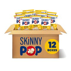 SkinnyPop frente de la caja mostrando el paquete y facilita elegir en tienda