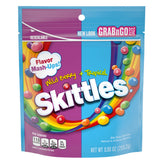SKITTLES bolsa frontal mostrando colores vibrantes y variedad de sabores