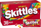 Skittles vista frontal de la caja para almacenamiento y reparto rápido